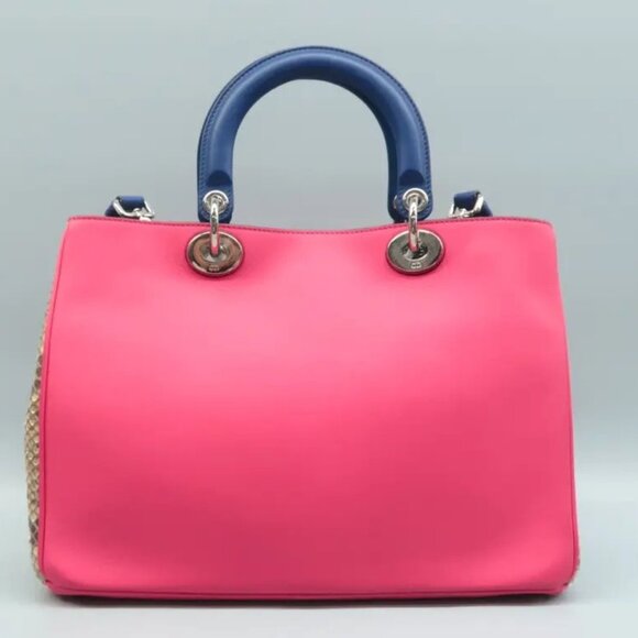 CHRISTIAN DIOR DIORISSIMO MULTICOLOR CALFSKIN+PYTHON SKIN-MEDIUM-100% AUTHENTIC! - Picture 6 of 13